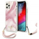 Чехол Guess PC/TPU Marble Hard + Nylon hand cord для iPhone 12/12 Pro, цвет Розовый (GUHCP12MKSMAPI)